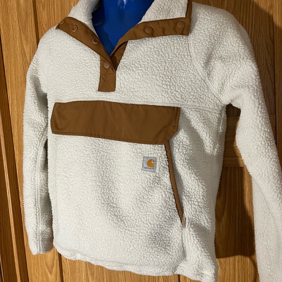 Carhartt White and Brown Fleece Pullover(57) - Picture 2 of 6